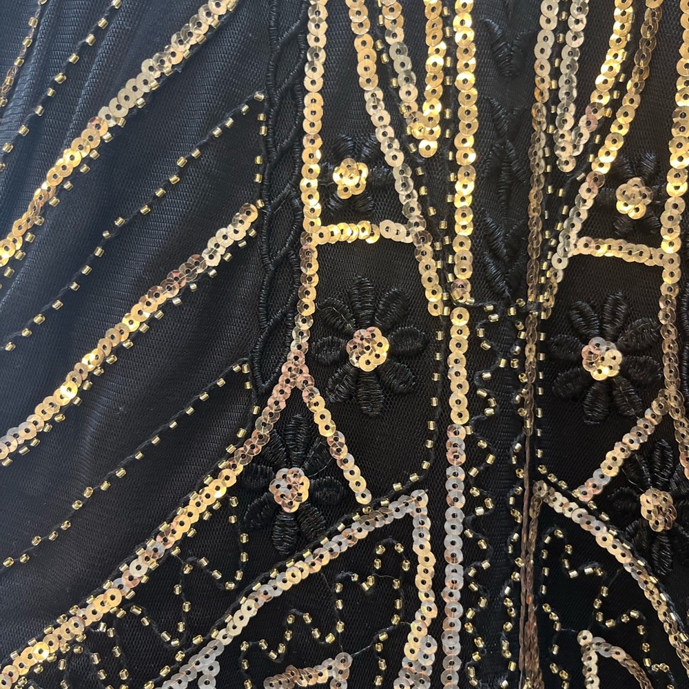 Black 1920s Sequin Fringed Flapper Dress NWOT Size S - Picture 5 of 9